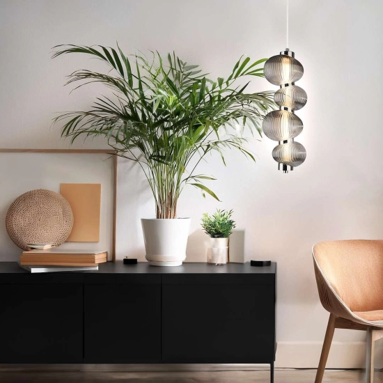 Luksusowa lampa wisząca LED o szklano-metalowej konstrukcji