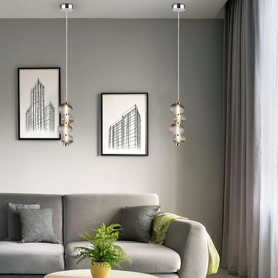 Luksusowa lampa wisząca LED o szklano-metalowej konstrukcji