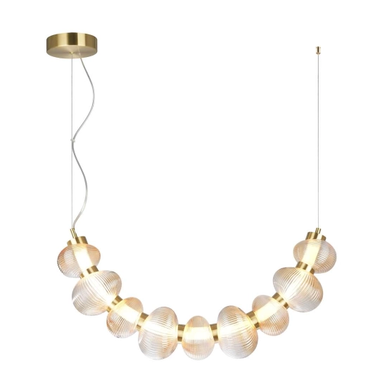 Designerska lampa wisząca LED w kolorze złotym do salonu