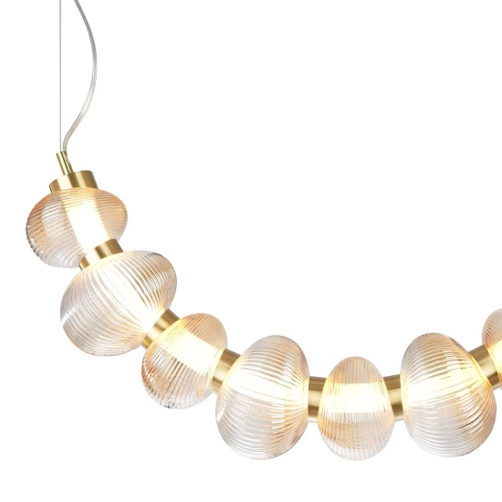 Designerska lampa wisząca LED w kolorze złotym do salonu
