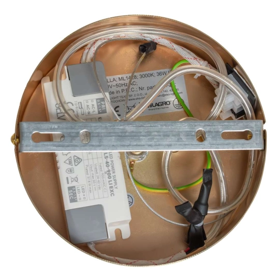 Designerska lampa wisząca LED w kolorze złotym do salonu