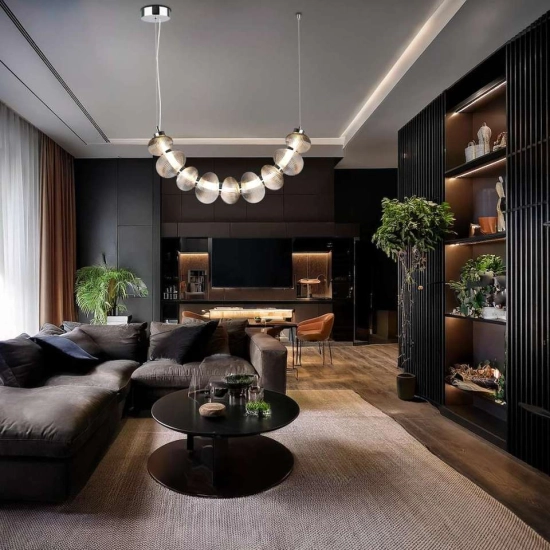Lampa wisząca LED do nowoczesnego salonu, szklane klosze