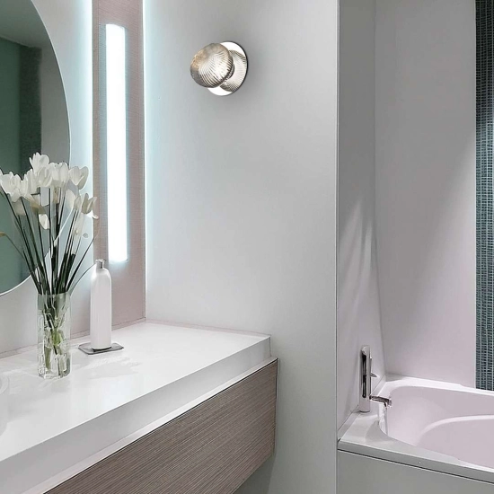 Kinkiet ścienny / lampa sufitowa z ryflowanym kloszem, LED