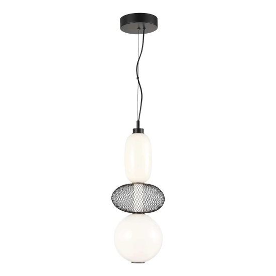 Biało-czarna lampa wisząca LED w stylu nowoczesnym do salonu