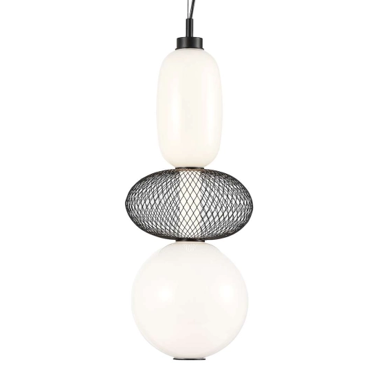 Biało-czarna lampa wisząca LED w stylu nowoczesnym do salonu
