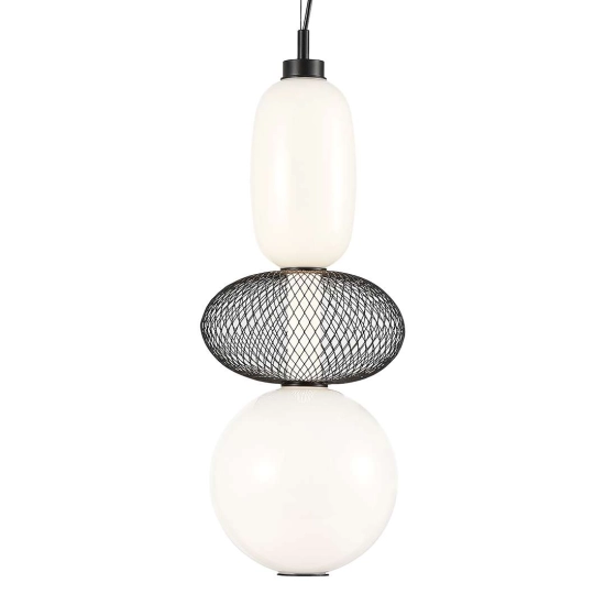 Biało-czarna lampa wisząca LED w stylu nowoczesnym do salonu