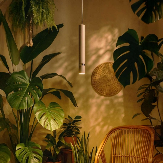 Lampa wisząca, pojedynczy zwis w kształcie tuby na żarówkę GU10