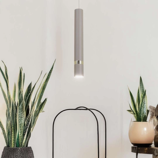 Lampa wisząca, pojedynczy zwis w kształcie tuby na żarówkę GU10