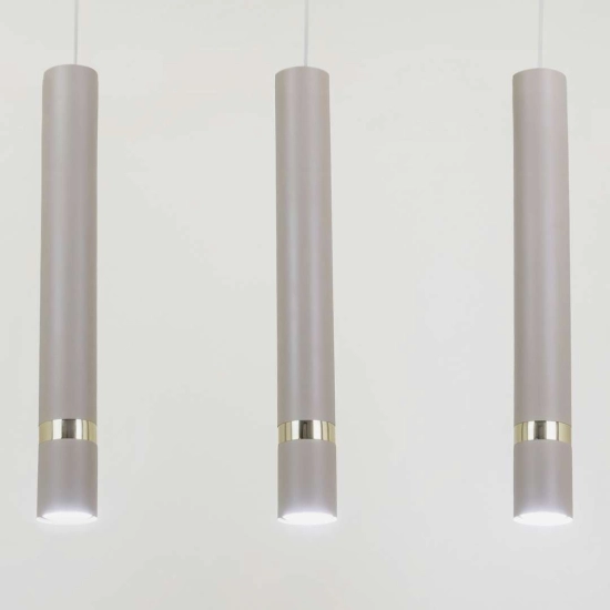 Lampa wisząca, trzy tuby na żarówki GU10 w kolorze kaszmirowym