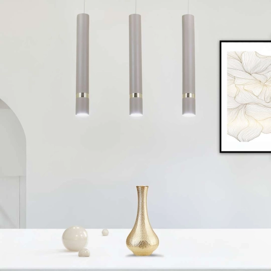 Lampa wisząca, trzy tuby na żarówki GU10 w kolorze kaszmirowym