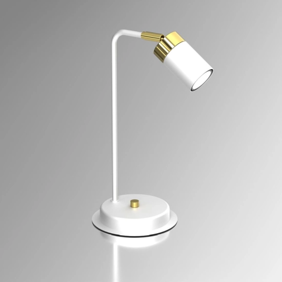 Minimalistyczna, biało-złota lampka na biurko do pracy i nauki