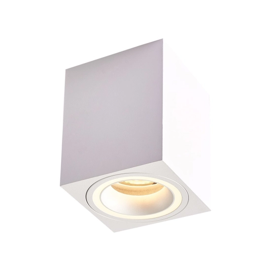 Biała oprawa natynkowa na jedną żarówkę GU10, downlight do holu