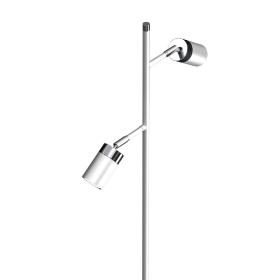 Biało-srebrna, nowoczesna lampa podłogowa z reflektorami