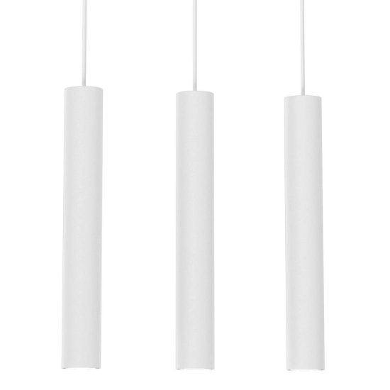 Biała lampa wisząca do oświetlenia stołu lub wyspy kuchennej
