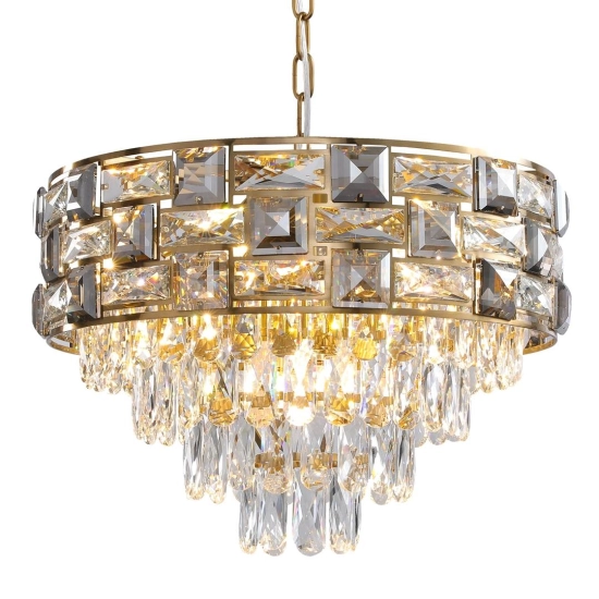 Lampa wisząca w kolorze złota, kryształowe oświetlenie glamour LUXURIA
