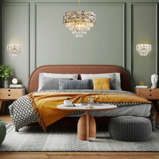 Lampa wisząca w kolorze złota, kryształowe oświetlenie glamour LUXURIA