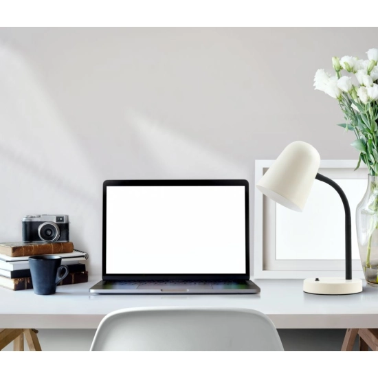 Biało-czarna, minimalistyczna lampka biurkowa do stylowego biura