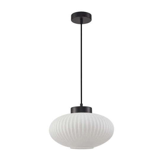 Designerska lampa wisząca z eliptycznym, ryflowanym kloszem