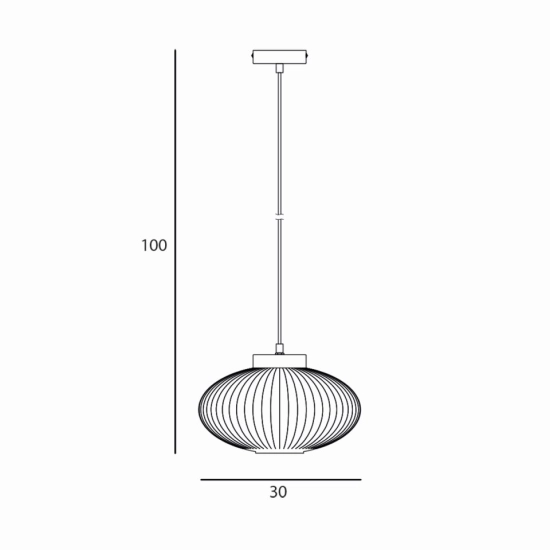 Designerska lampa wisząca z eliptycznym, ryflowanym kloszem