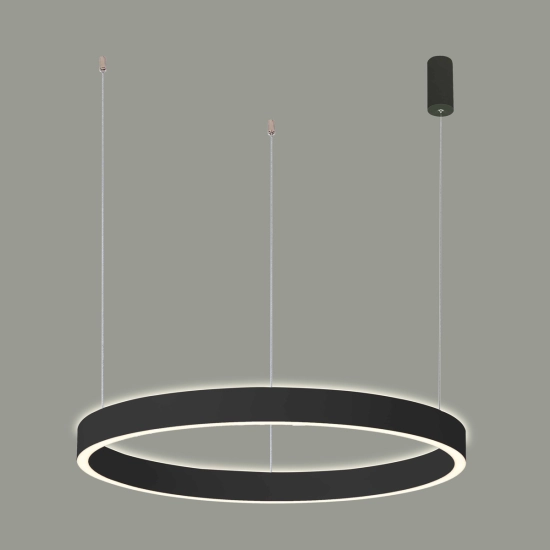 Czarna, dwukierunkowa lampa wisząca w formie koła ⌀98cm, zmienna barwa