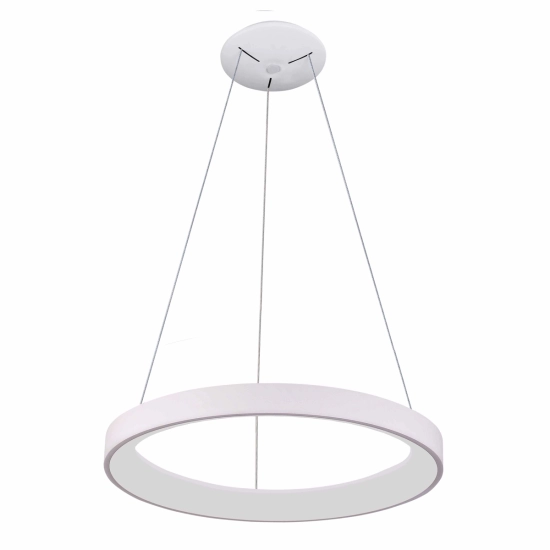 Biała lampa wisząca LED, światło ciepłe i neutralne, obręcz ⌀78cm