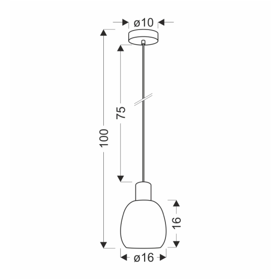 Minimalistyczna lampa wisząca ze szklanym, ciemnym kloszem