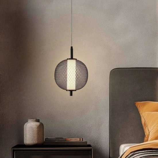 Nowoczesna lampa wisząca LED w stylu loftowym, druciana kula