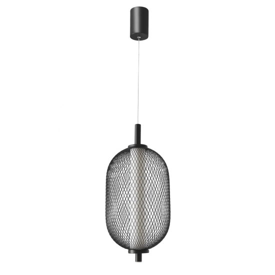 Industrialna lampa wisząca LED w kolorze czarnym, druciana