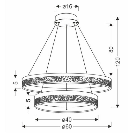 Lampa wisząca LED w kolorze czarnym, dwa okręgi