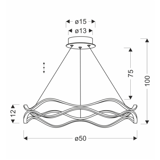 Lampa wisząca LED w nowoczesnym stylu, złota fala
