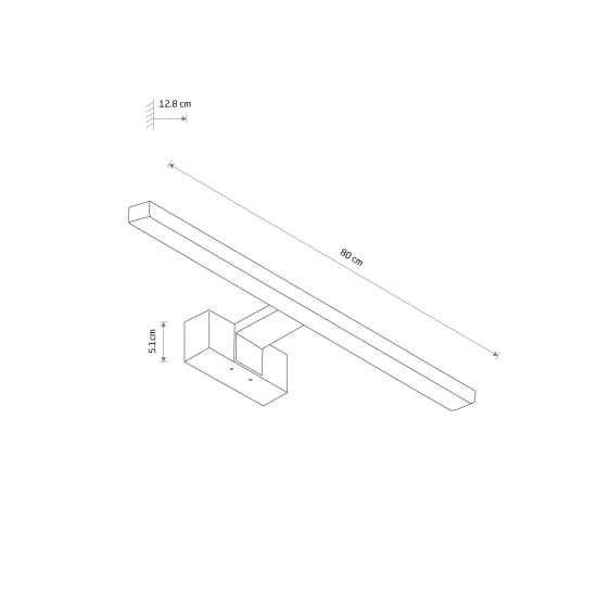 Czarny kinkiet LED z neutralnym światłem 80cm LED 15W 4000K