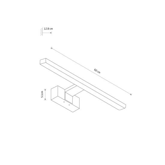 Lampa ścienna LED o prostym kształcie, nad lustro 60cm LED 12W 4000K