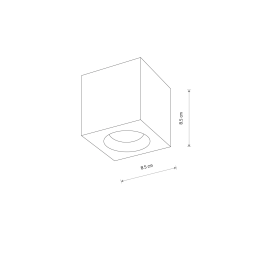 Geometryczna lampa natynkowa do łazienki, spot kostka IP44 8,5x8,5cm