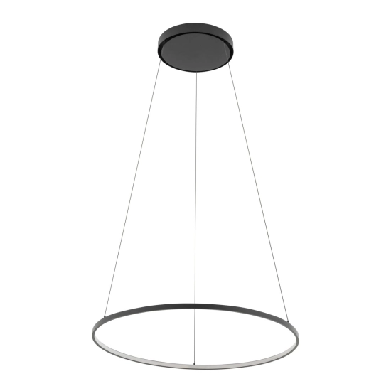 Minimalistyczna, ledowa lampa wisząca, czarne koło 4000K ⌀60cm