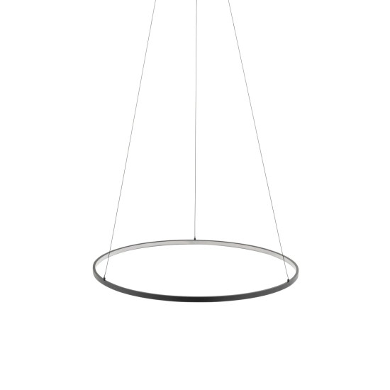 Minimalistyczna, ledowa lampa wisząca, czarne koło 4000K ⌀60cm