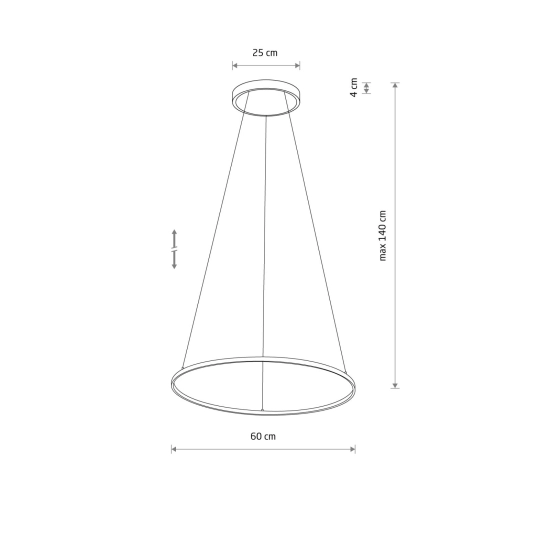 Minimalistyczna, ledowa lampa wisząca, czarne koło 4000K ⌀60cm