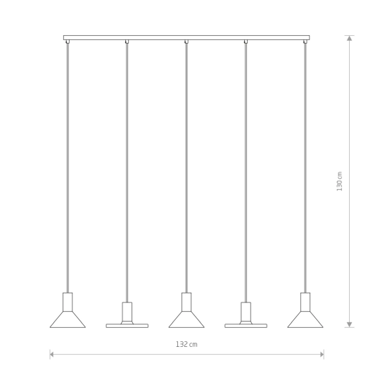 Ozdobna lampa wisząca z różnorodnymi kloszami, idealna nad stół w jadalni