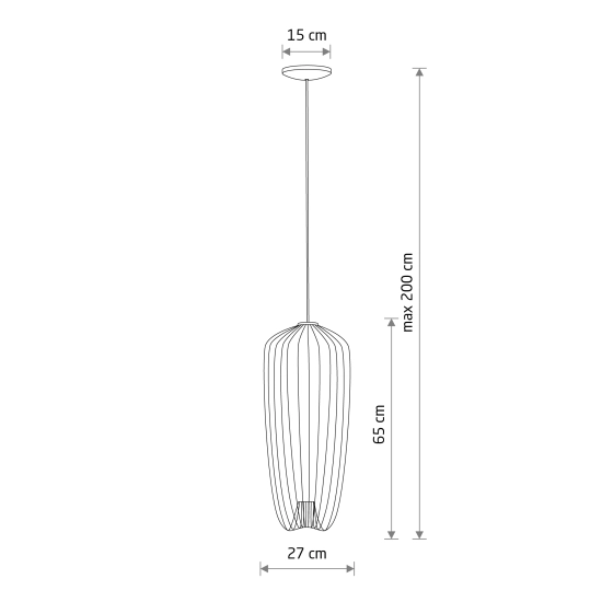 Stylowa lampa wisząca z podłużnym, drucianym kloszem, do sypialni