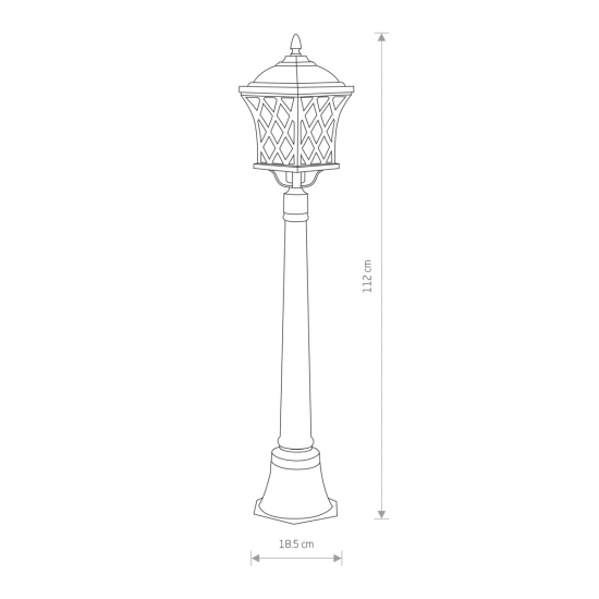 Lampa ogrodowa stojąca, niska latarnia w kolorze czarnym, na duży gwint