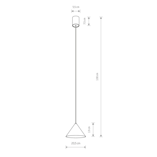 Czarna minimalistyczna lampa wisząca z kloszem w kształcie stożka