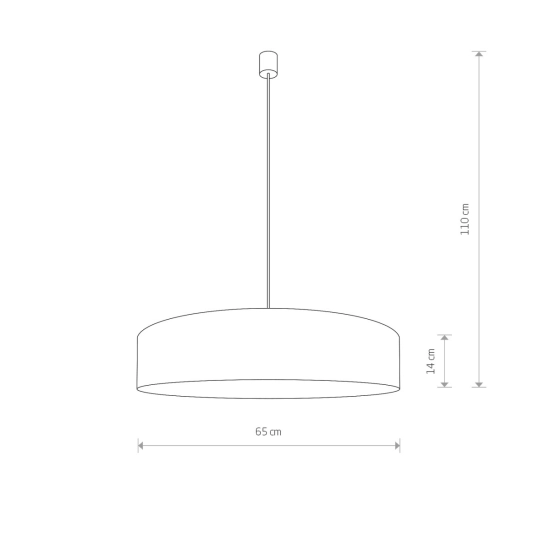 Lampa wisząca z dekoracyjnym, złotym abażurem, o średnicy 65 cm