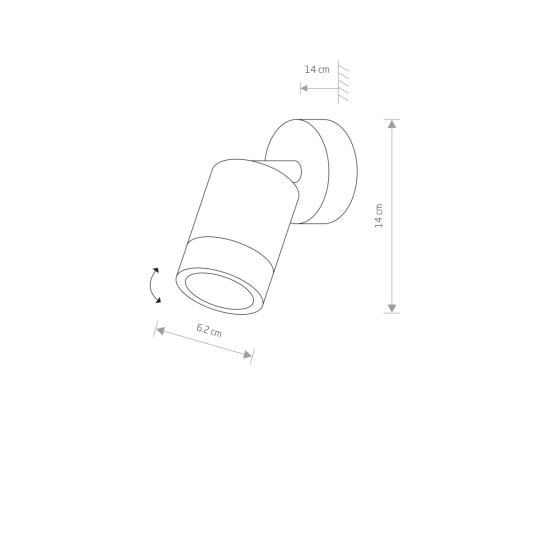 Grafitowy kinkiet ścienny typu reflektor, regulacja kąta świecenia