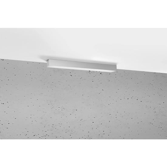 Plafon prostokątny w kolorze aluminium z zintegrowanym światłem LED