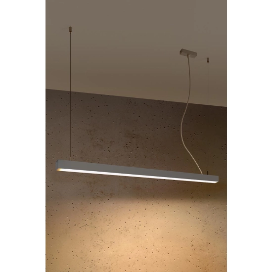 Nowoczesna lampa wisząca, listwa LED na zwisie z regulowaną wysokością