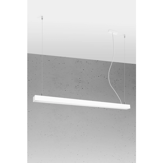 Biała lampa wisząca o długości 115cm z wbudowanym światłem LED