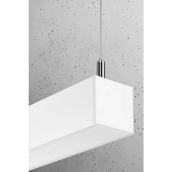 Biała lampa wisząca o długości 115cm z wbudowanym światłem LED