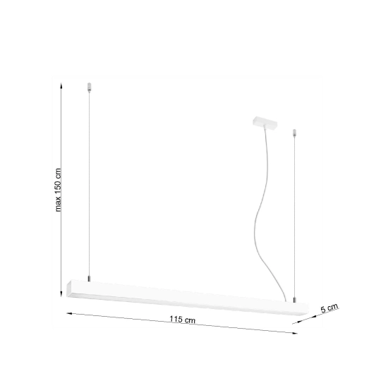 Biała lampa wisząca o długości 115cm z wbudowanym światłem LED