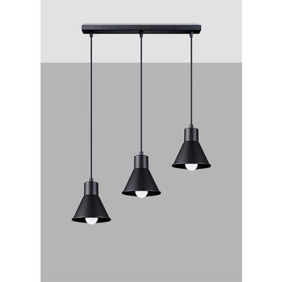 Stylowa, czarna lampa wisząca, idealna nad stół w jadalni lub kuchni