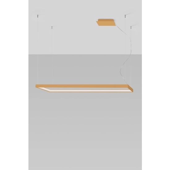 Wyjątkowa, złota lampa wisząca LED w kształcie prostokąta 130x40 3000K