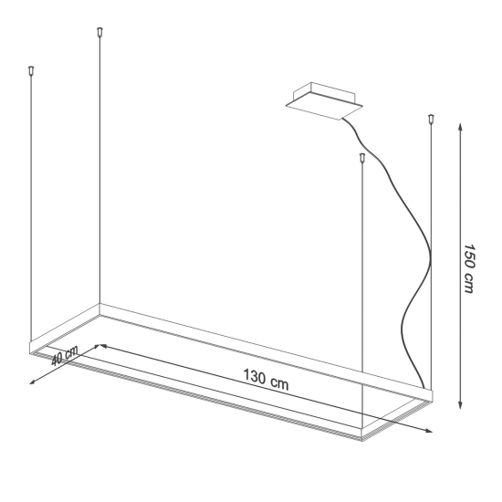 Wyjątkowa, złota lampa wisząca LED w kształcie prostokąta 130x40 3000K